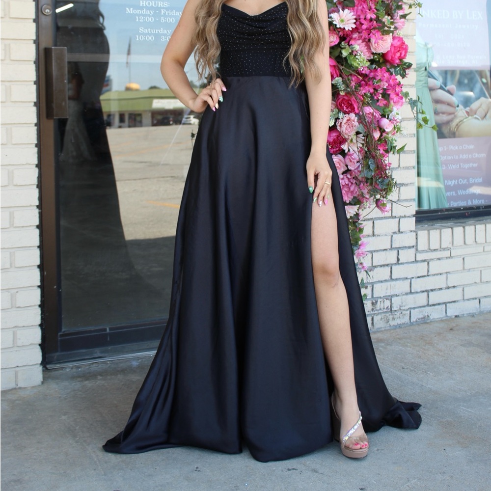 Black Sleeveless Maxi Gown with Spaghetti Straps